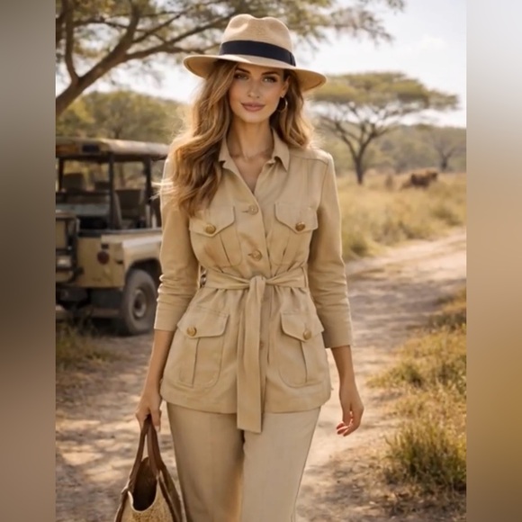 Moschino Jackets & Blazers - Vintage MOSCHINO Cheap & Chic Beige Belted Jacket Size 10